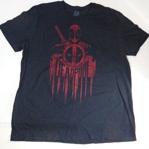 Deadpool Marvel Comics Mens Black Logo Short Sleeve T Shirt 2XL